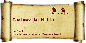 Maximovits Milla névjegykártya